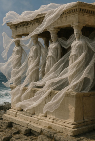 # Küləkdə axan #caryatids # heykəlin tərzi qədim Yunan sənəti ilə sıx bağlıdır