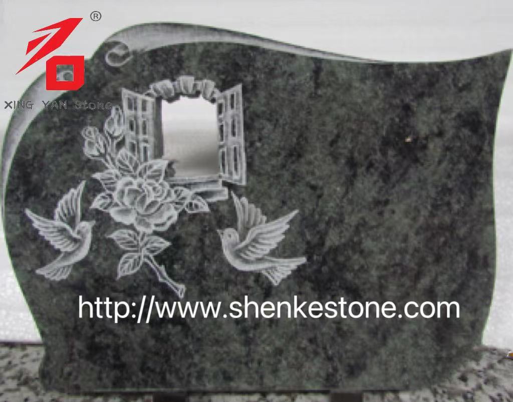 Zərif yaşıl qranit oyma quş memorial lövhəsi