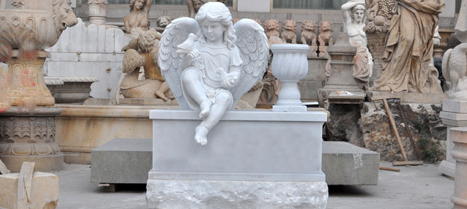 Xingyan qanadı Angel Garden Dekorativ Daş Heykəl